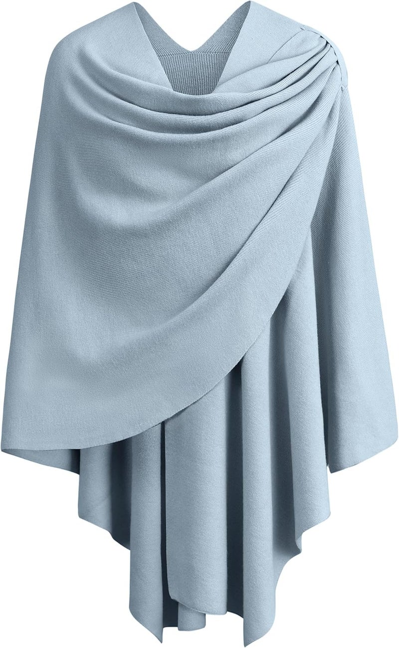 Puli Womens Large Cross Front Poncho Sweater Wrap Topper Knitted Elegant Shawls Cape for Fall Winter - Image 1